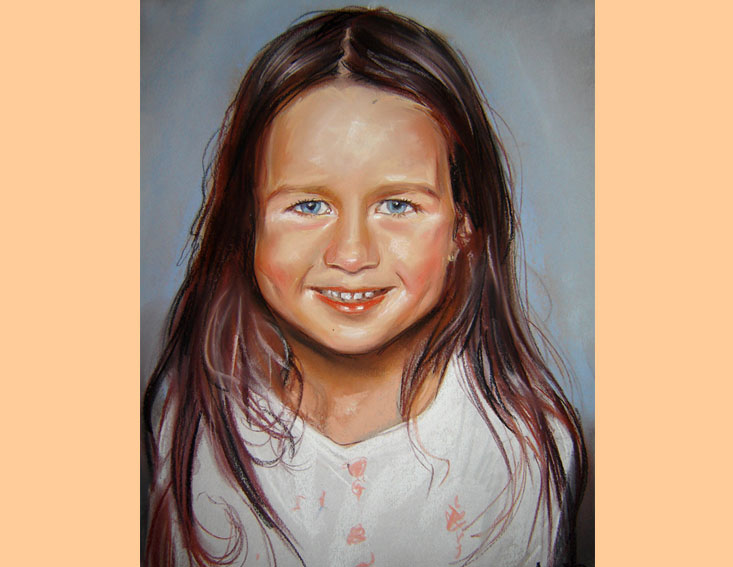 petite fille portrait aux pastels couleur